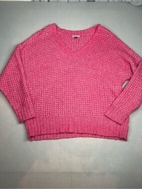American Eagle pink waffle knit oversized sweater size Small